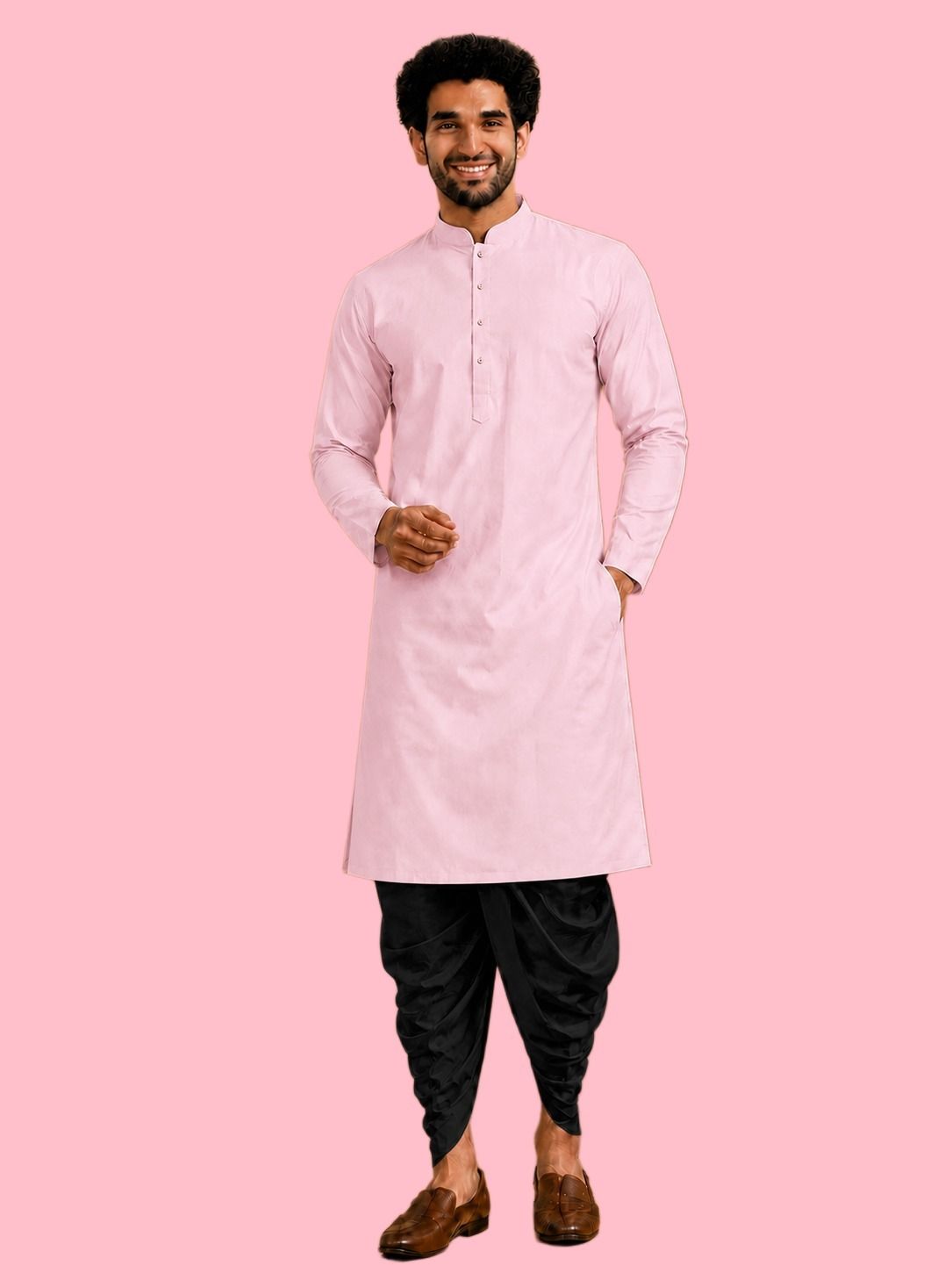 Men Cotton Rayon Kurta Dhoti Set-image-37
