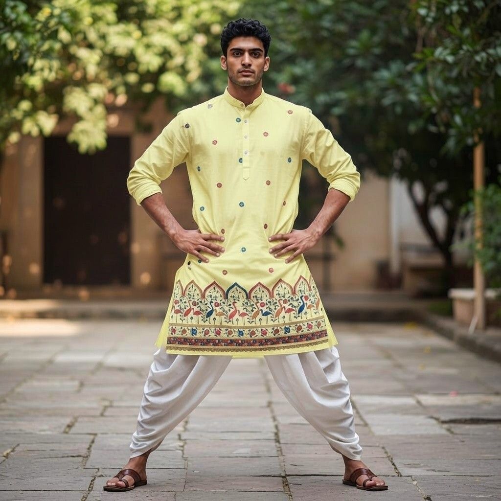 click n buy Men Cotton Blend Kurta Dhoti Set-picture-14