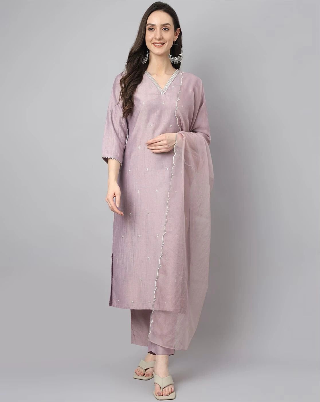 laxmichhaya Women Silk Blend Kurta Pant Attached Dupatta Set-picture-10