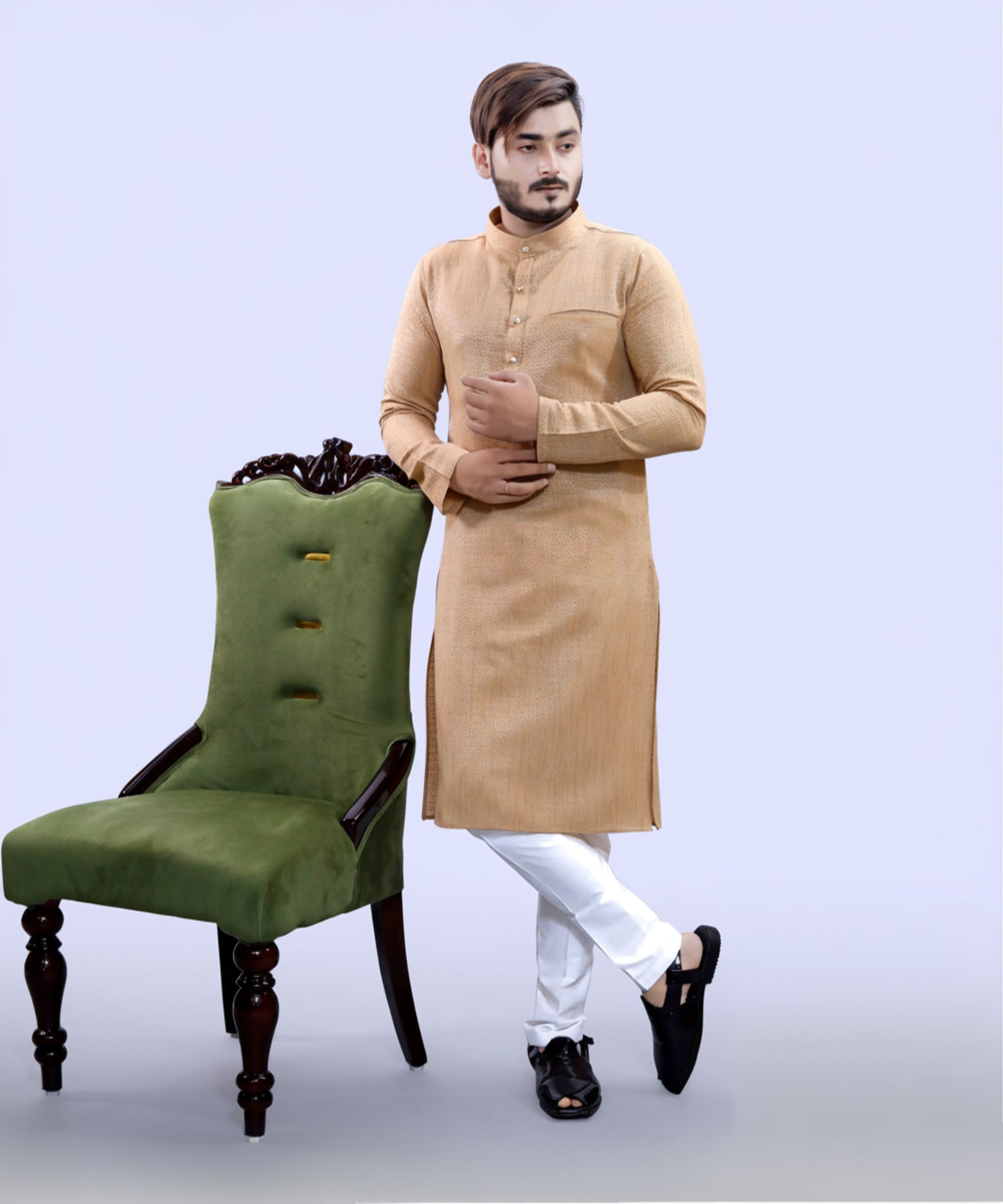 Men Silk Blend Kurta Pyjama Set-image-45