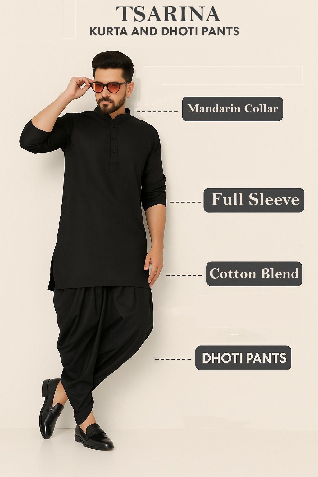 tsarina Men Cotton Blend Kurta Dhoti Pant Set-picture-27