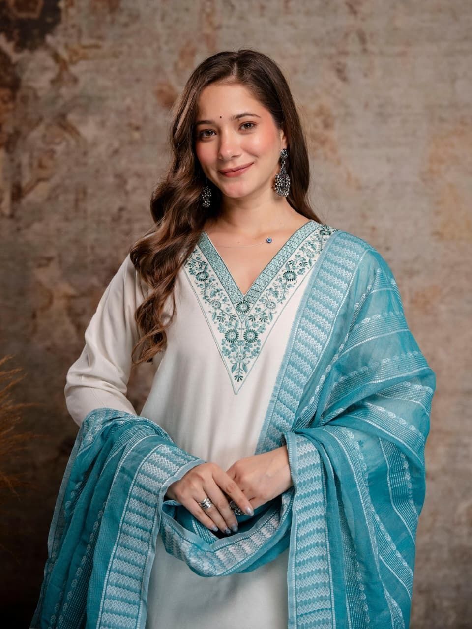 Women Pure Cotton Kurta Pant Dupatta Set