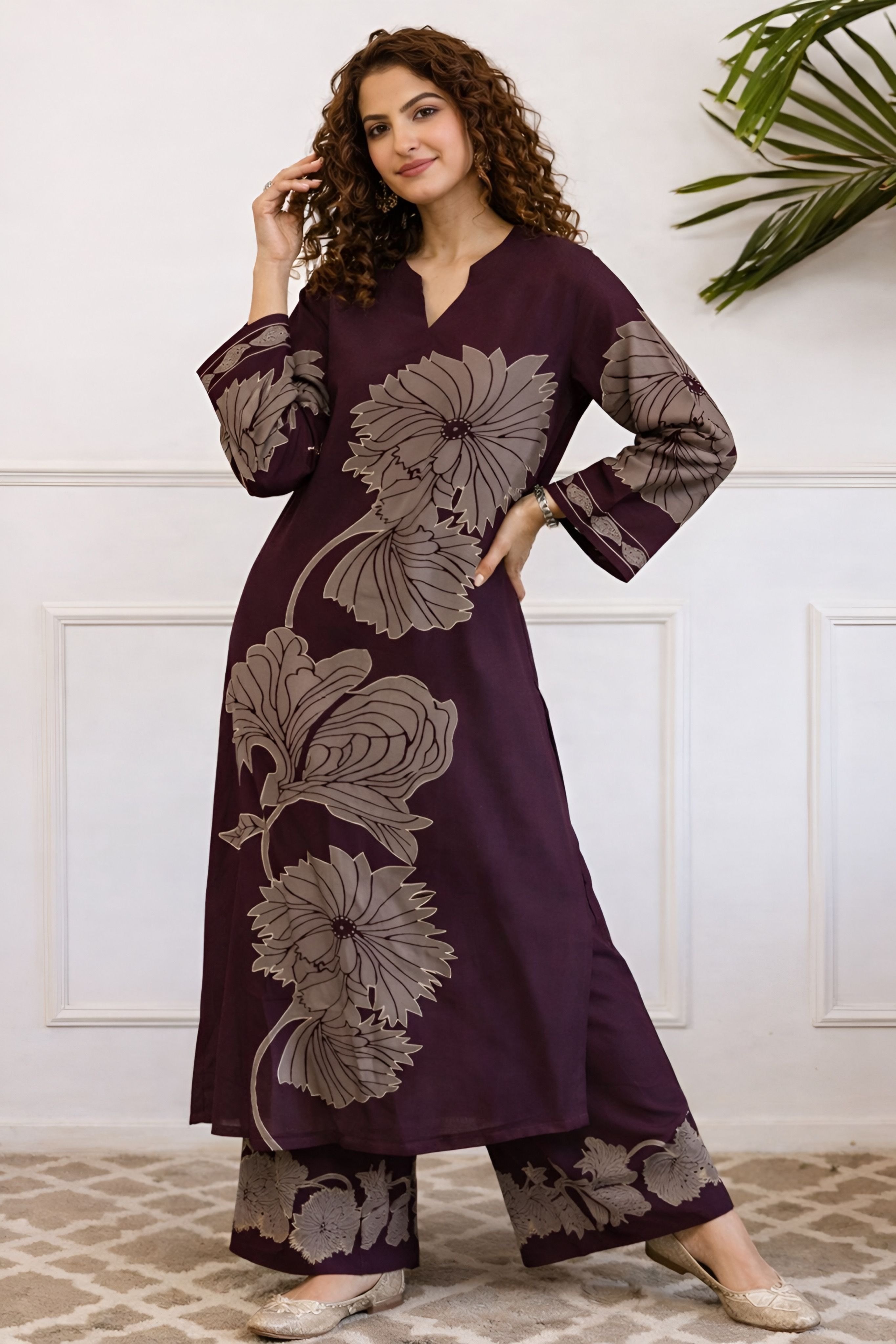 Women Viscose Rayon Kurta Palazzo Set-image-36