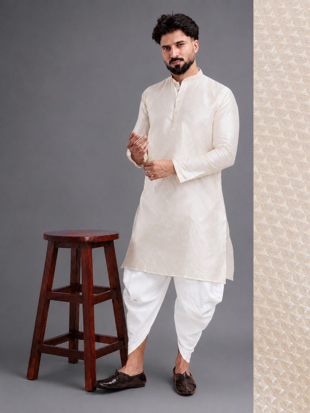 tsarina Men Cotton Silk Kurta Dhoti Pant Set-picture-46
