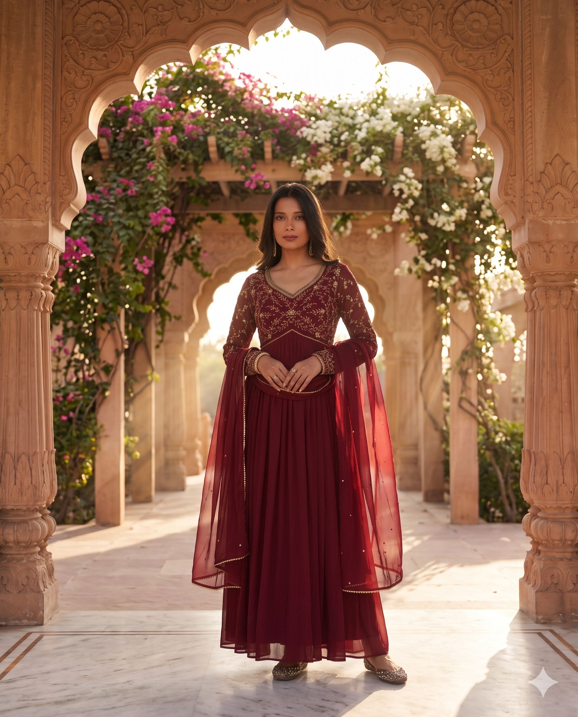 noorbynidhi Embroidered Georgette Stitched Anarkali Gown-picture-16