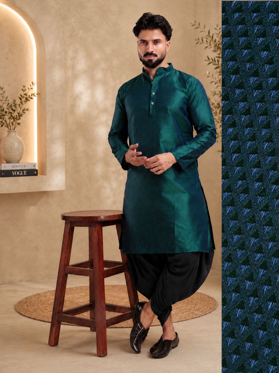 tsarina Men Cotton Silk Kurta Dhoti Pant Set-picture-35
