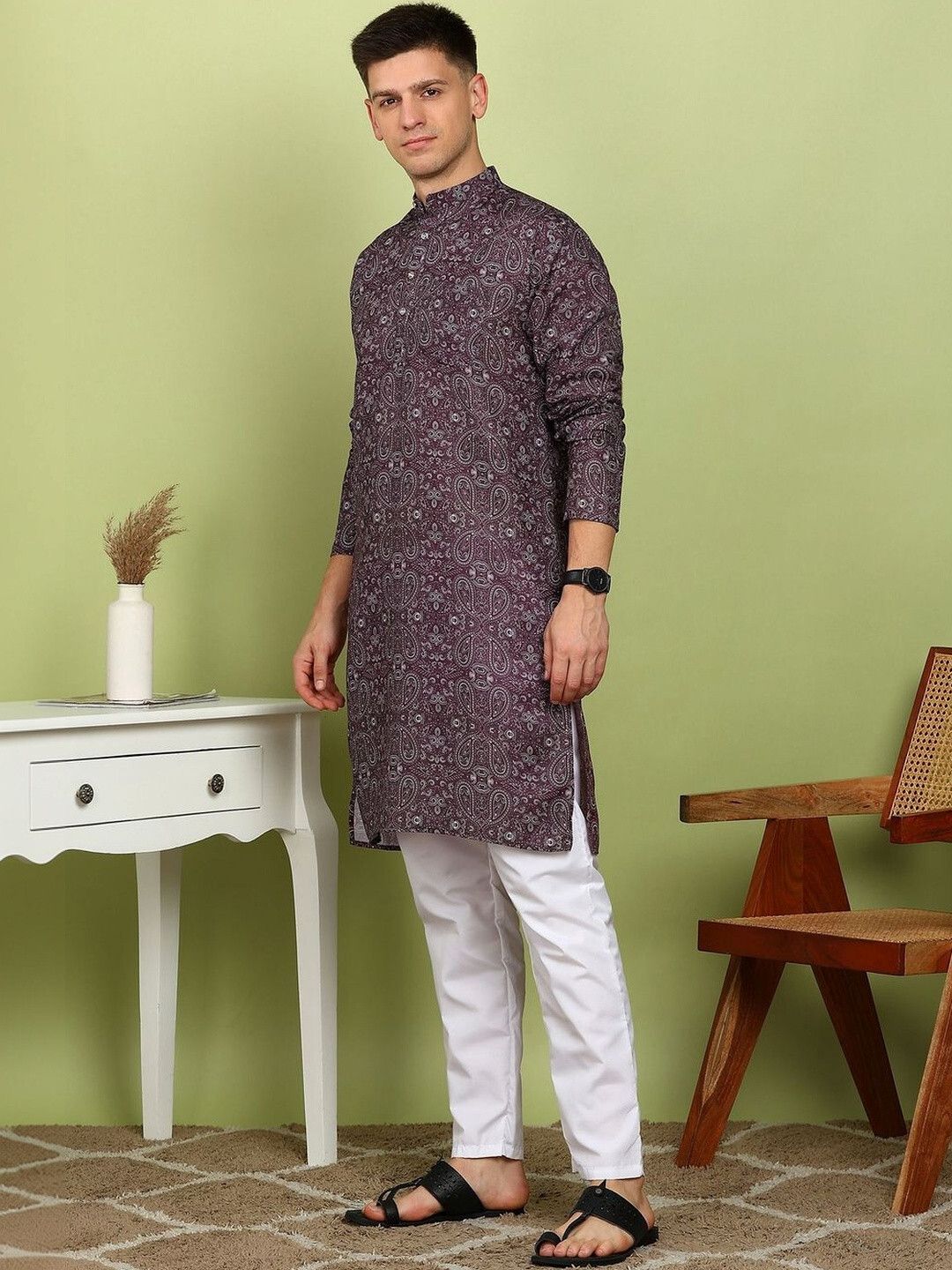 xenor Men Cotton Blend Kurta Pant Set-picture-25