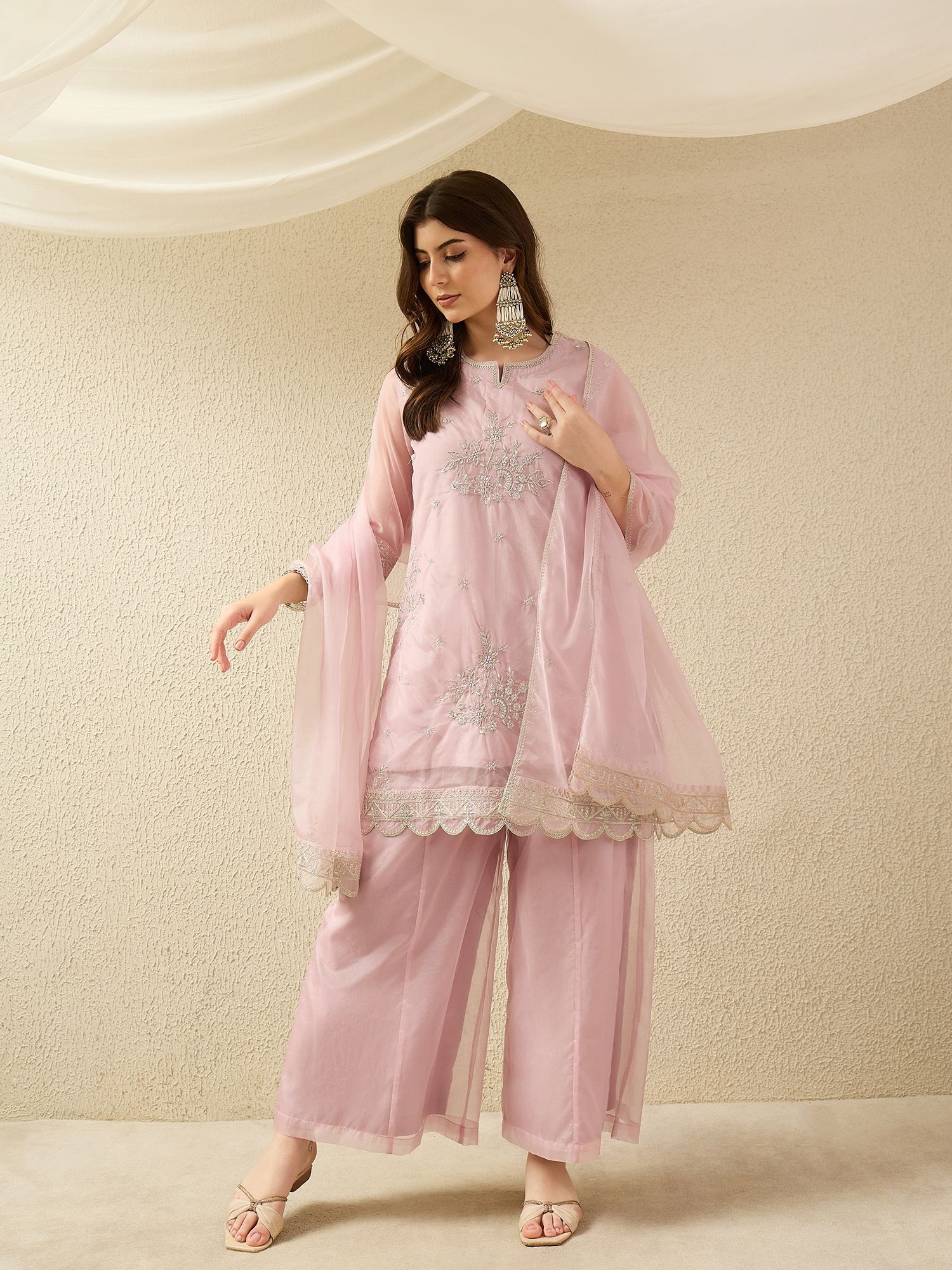 Women Polyester Kurta Palazzo Dupatta Set-image-39