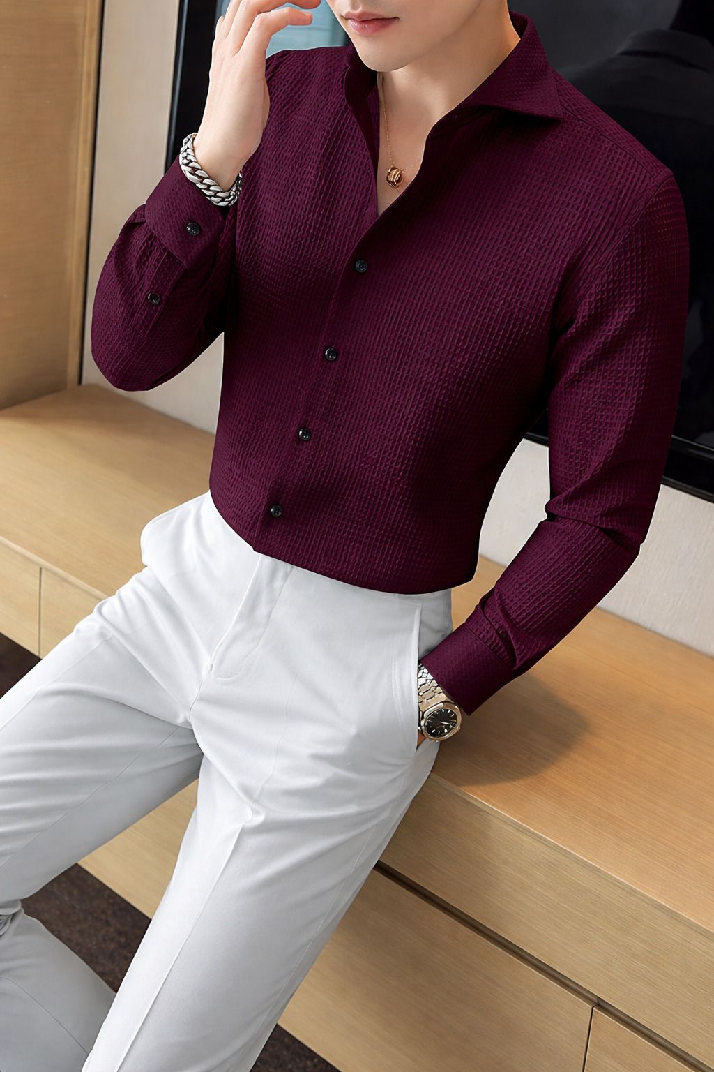 Men Linen Shirt Pant Set-image-20