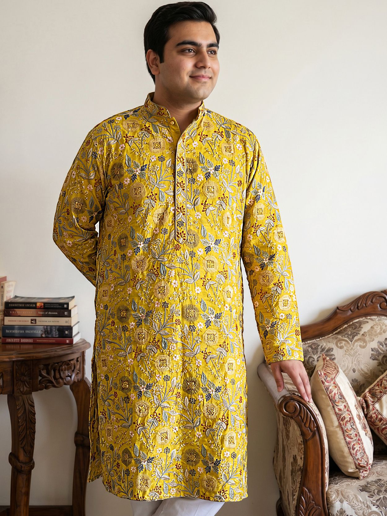 jompers Men Silk Blend Kurta Pyjama Set-picture-13