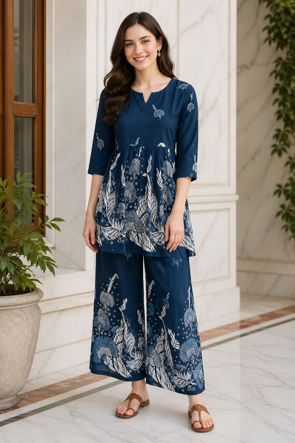 hiva trendz Women Cotton Rayon Ethnic Top Palazzo Set-picture-11