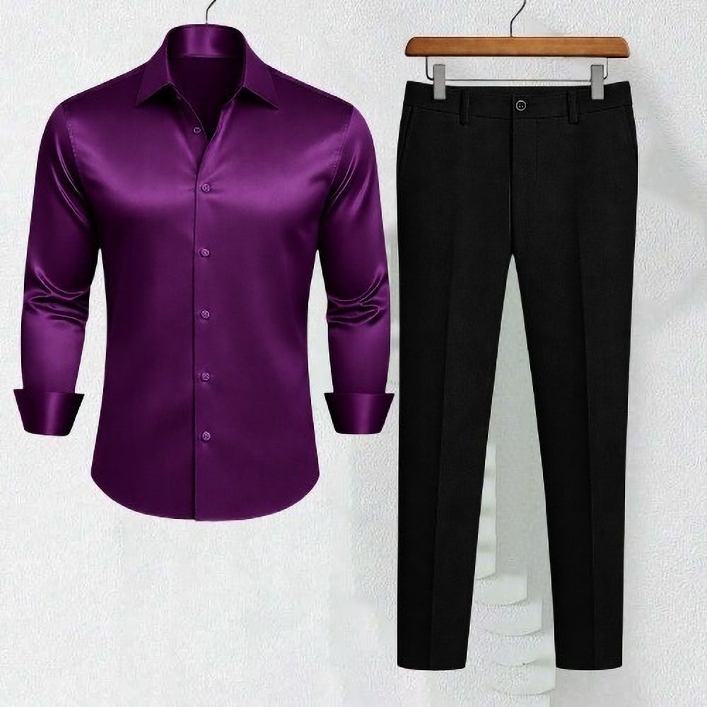 torontocn Men Satin Shirt Pant Set-picture-49