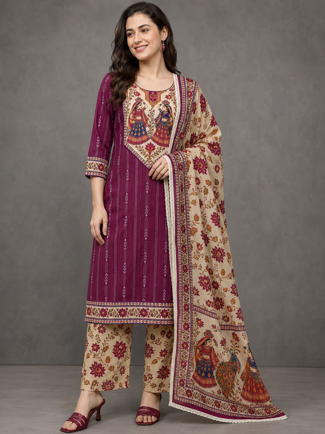anouk Women Pure Cotton Kurta Pant Dupatta Set-picture-11