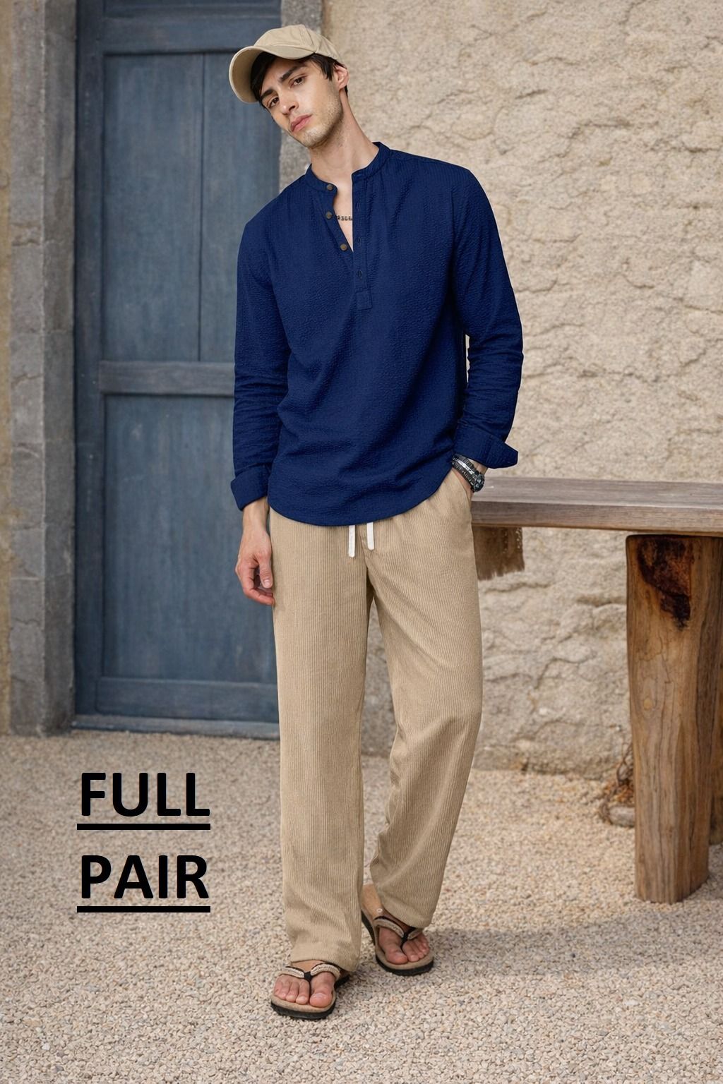 combraided Men Cotton Blend Kurti Pyjama Set-picture-12