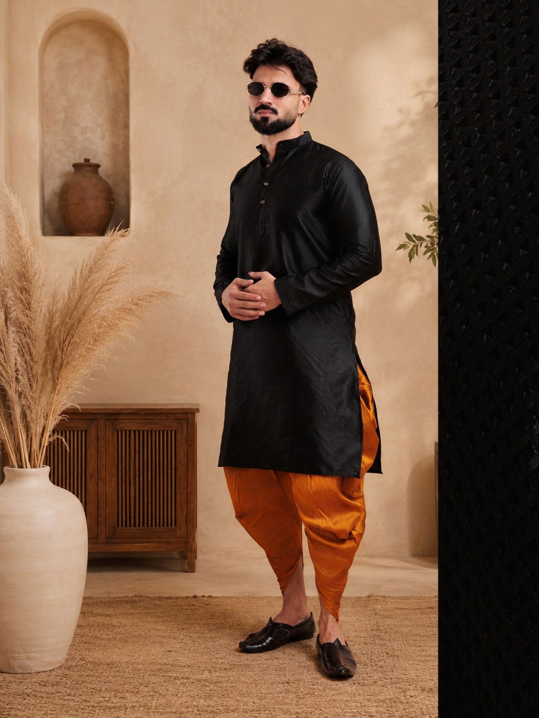 tsarina Men Cotton Silk Kurta Dhoti Pant Set-picture-29