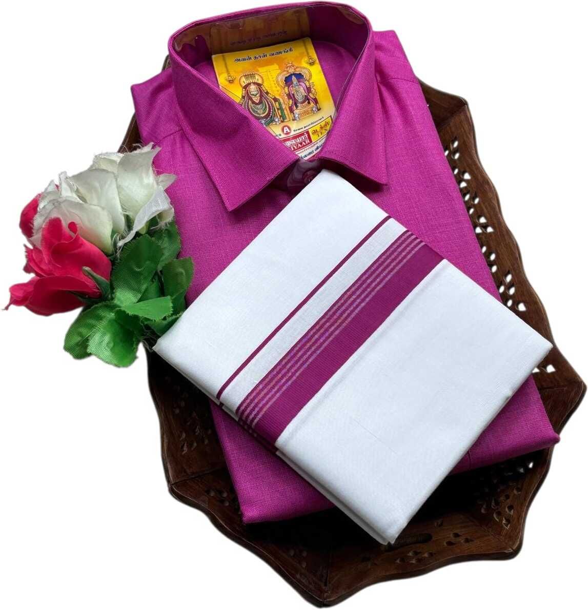 Men Pure Cotton Shirt Dhoti Set-image-46