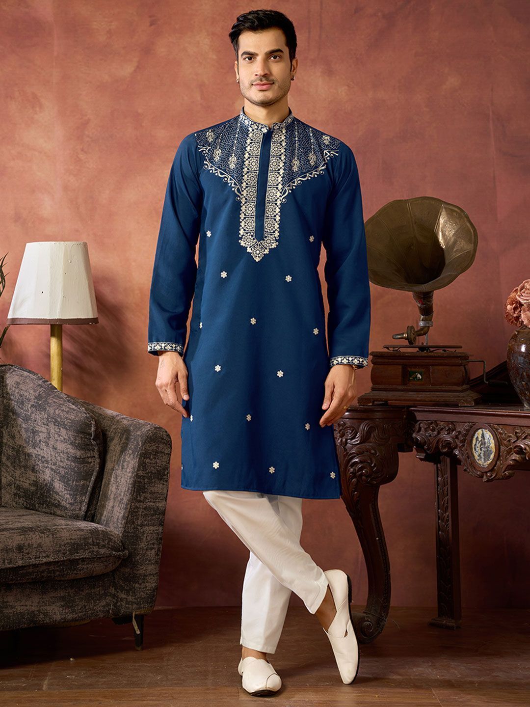 Men Cotton Blend Kurta Set-image-38