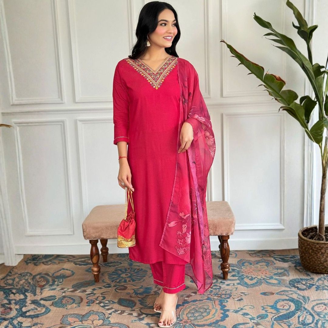 mayra Embroidered Kurta, Trouser/Pant & Dupatta Set-picture-34