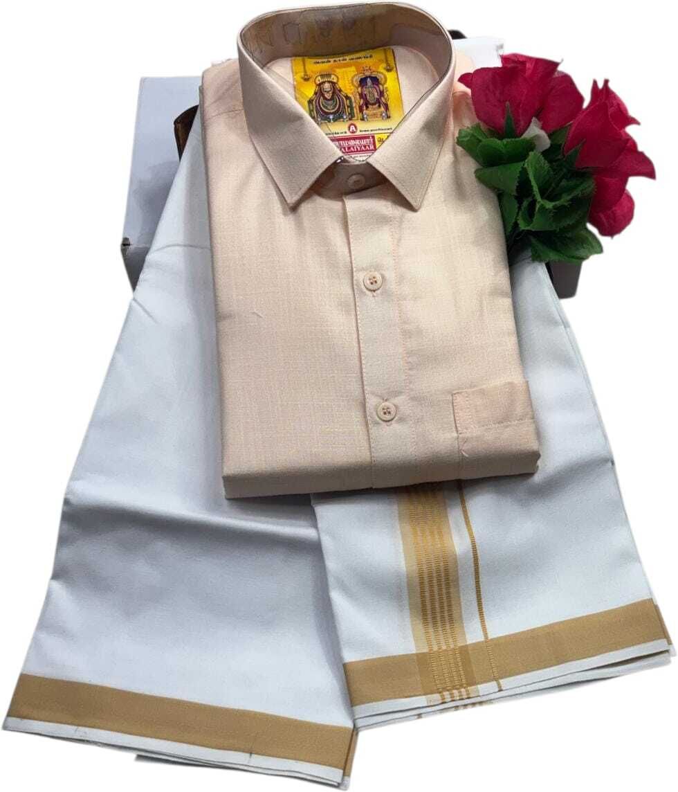Men Pure Cotton Shirt Dhoti Set-image-12