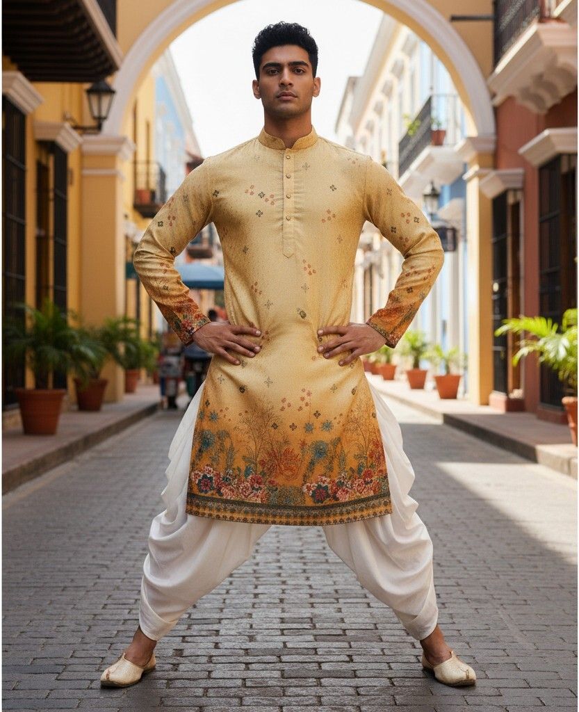unique moments Men Cotton Rayon Kurta Dhoti Set-picture-20
