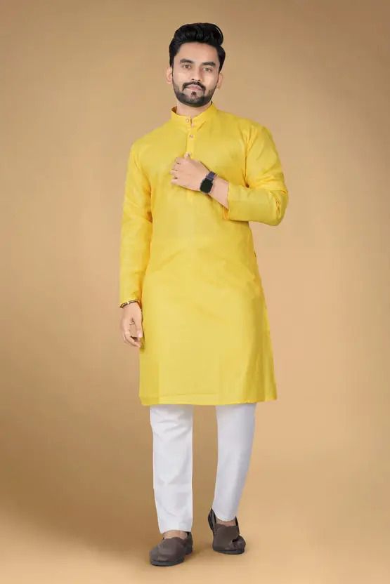 geokurta Men Cotton Blend Kurta Pyjama Set-picture-19
