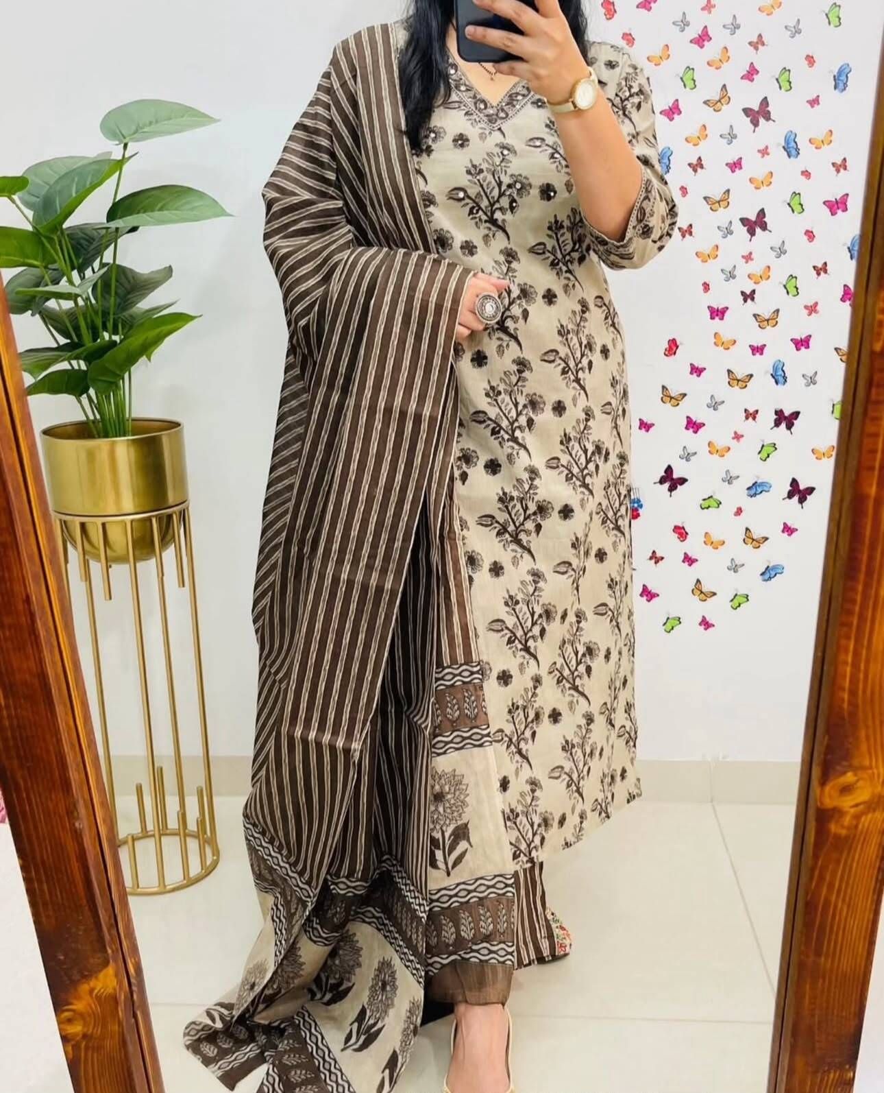 Embroidered, Printed Kurta, Trouser/Pant & Dupatta Set-image-39