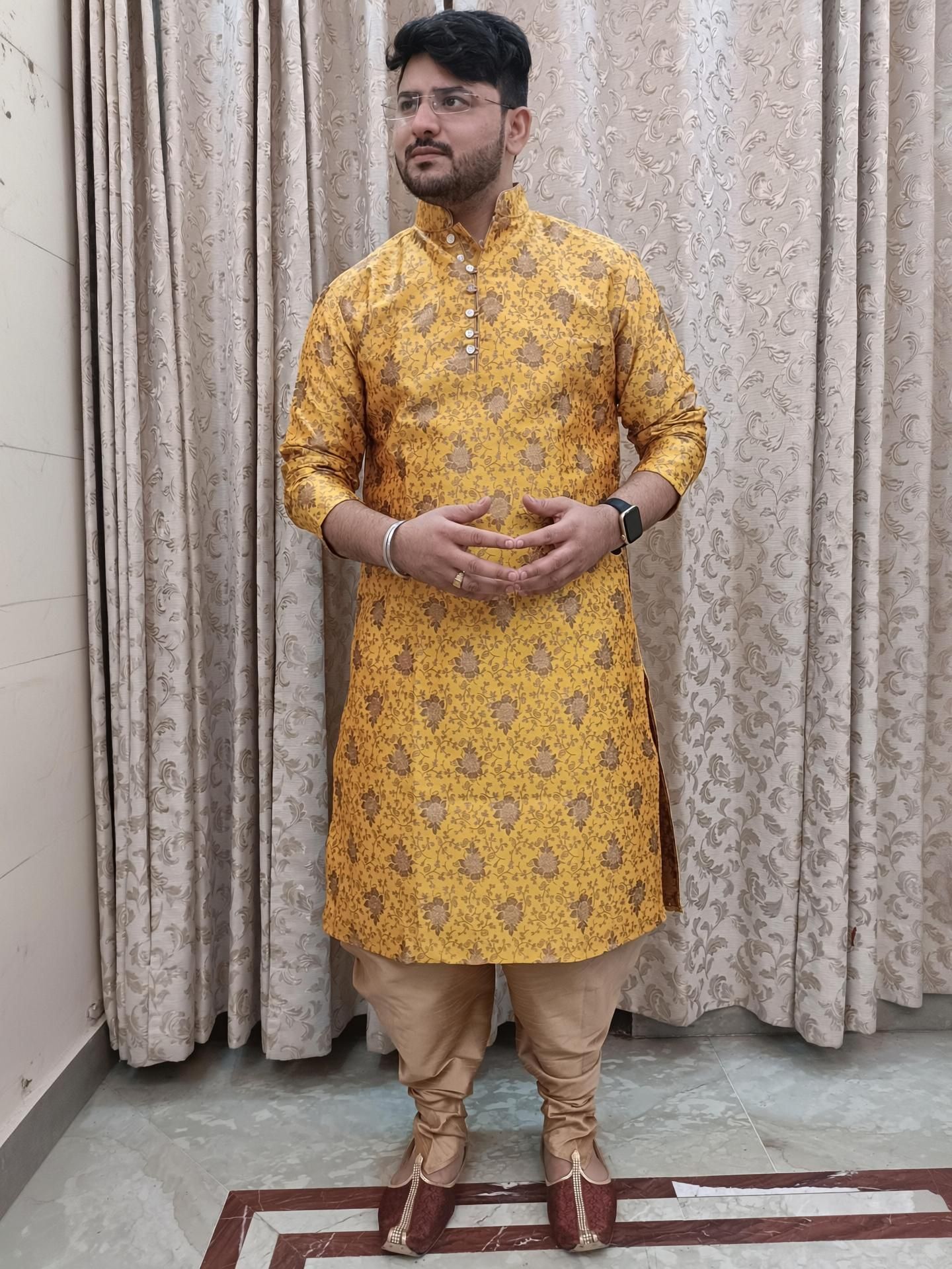 Men Jacquard Kurta Salwar Set-image-13