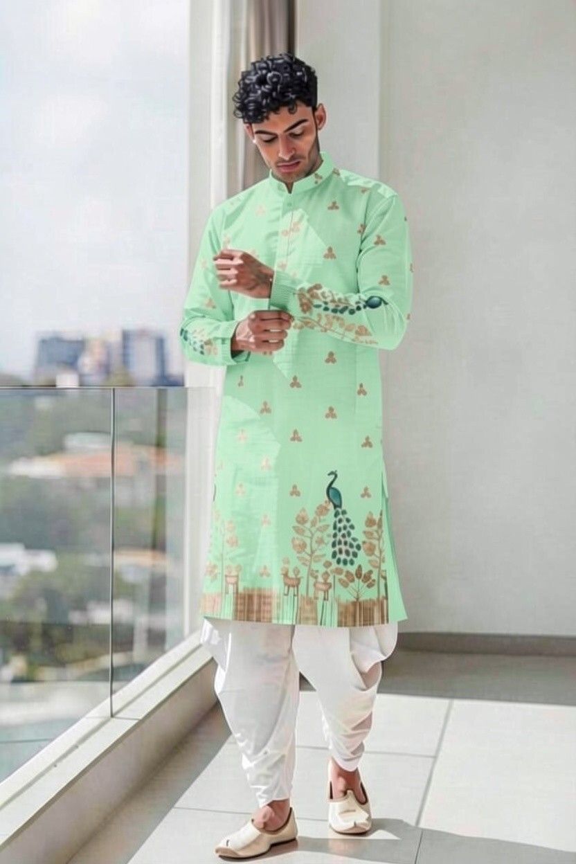 click n buy Men Cotton Rayon Kurta Dhoti Set-picture-29