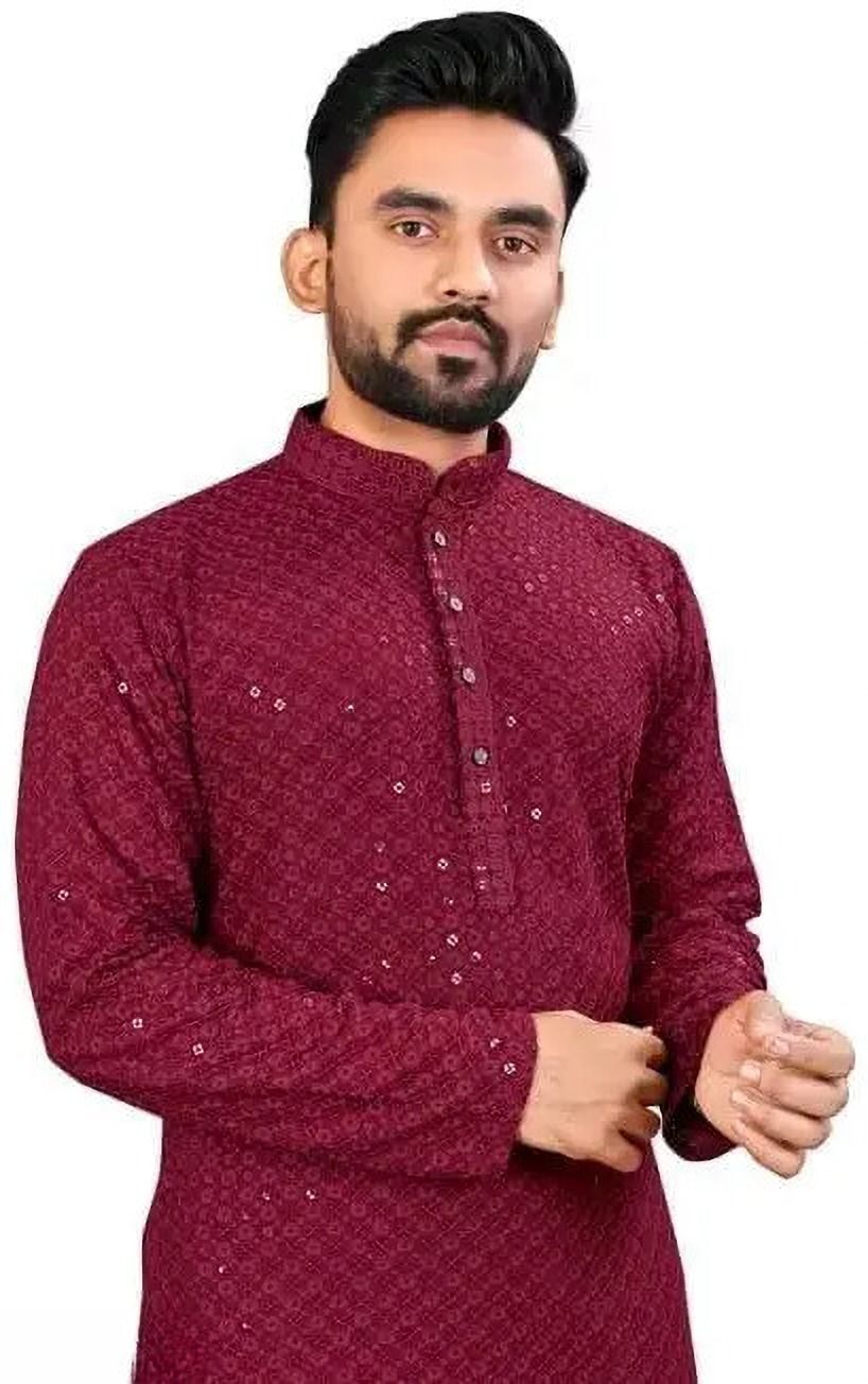 stylekurta Embroidered Viscose Rayon Pathani Kurta for Men-picture-7