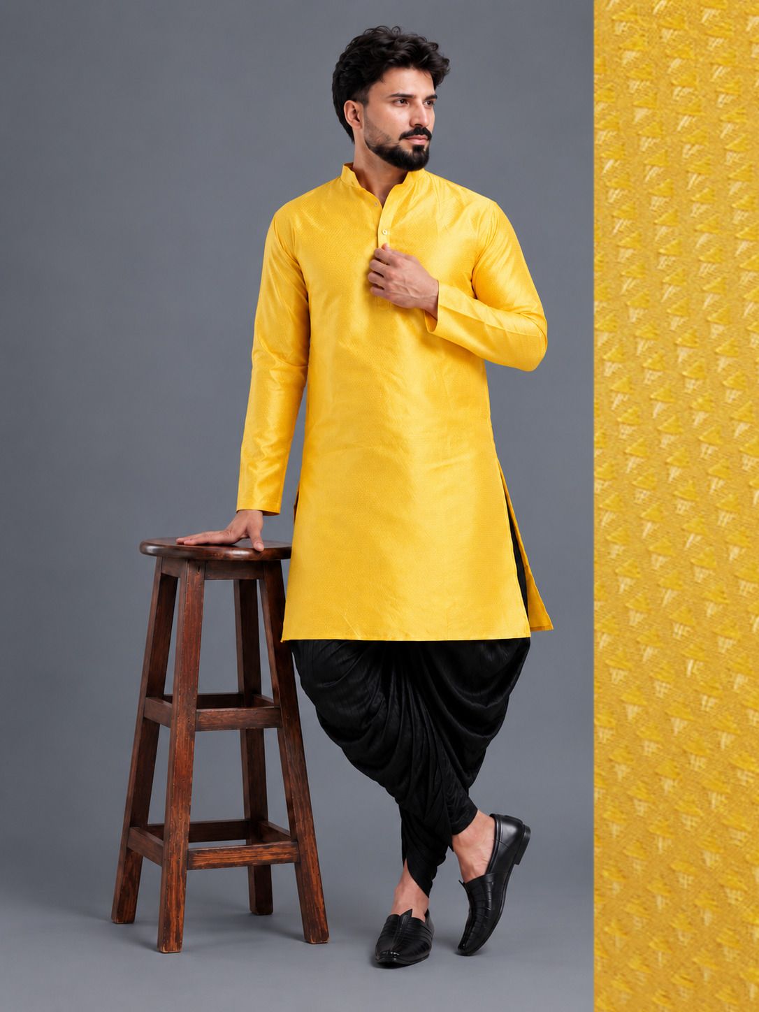 tsarina Men Cotton Silk Kurta Dhoti Pant Set-picture-26