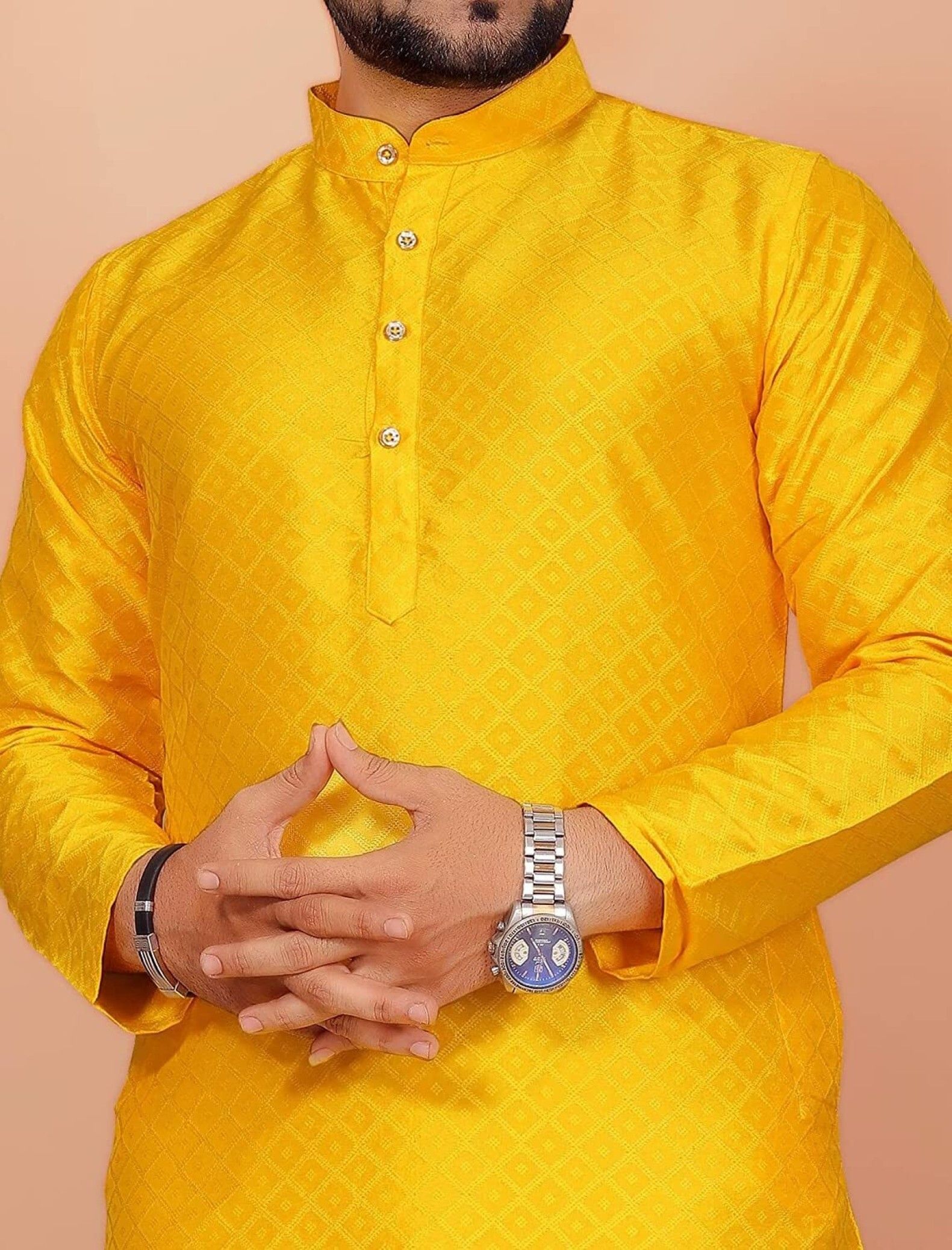 Men Cotton Silk Kurta Pyjama Set