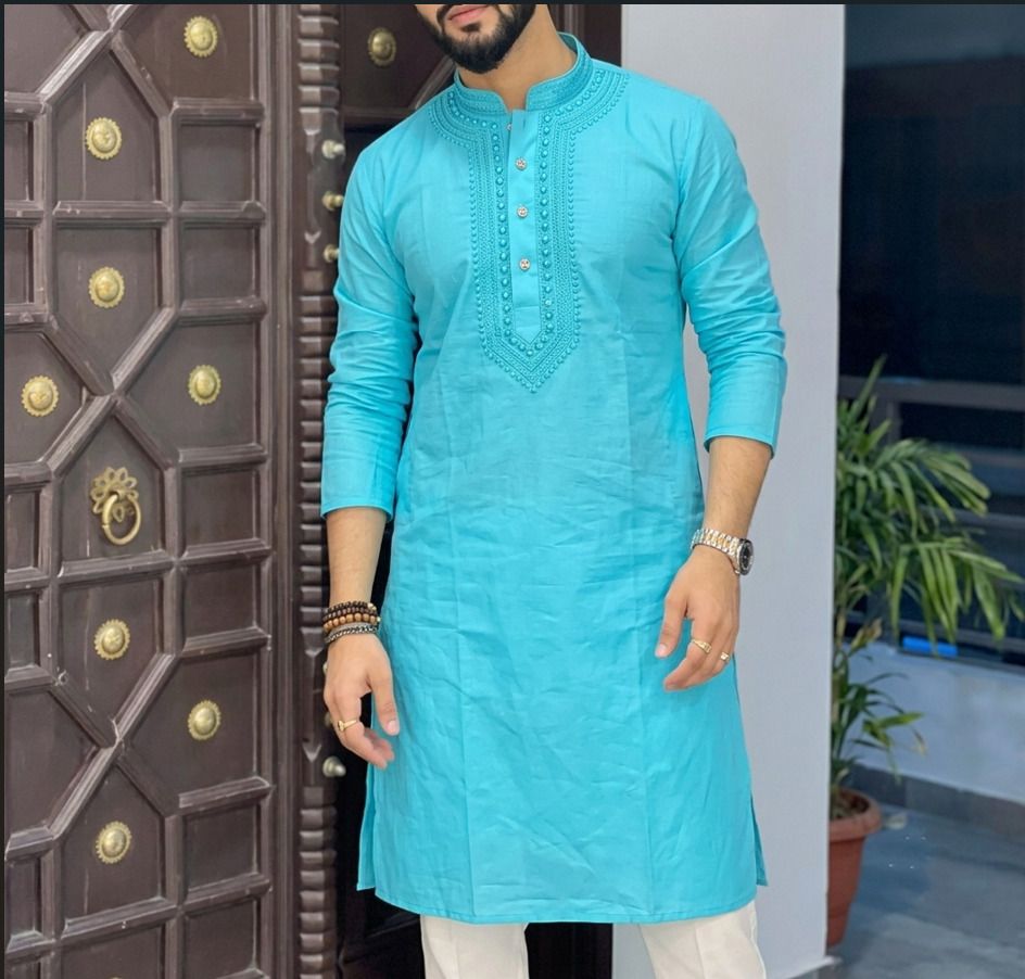 pushpa chikan industries Men Cotton Blend Kurta Pyjama Set-picture-11