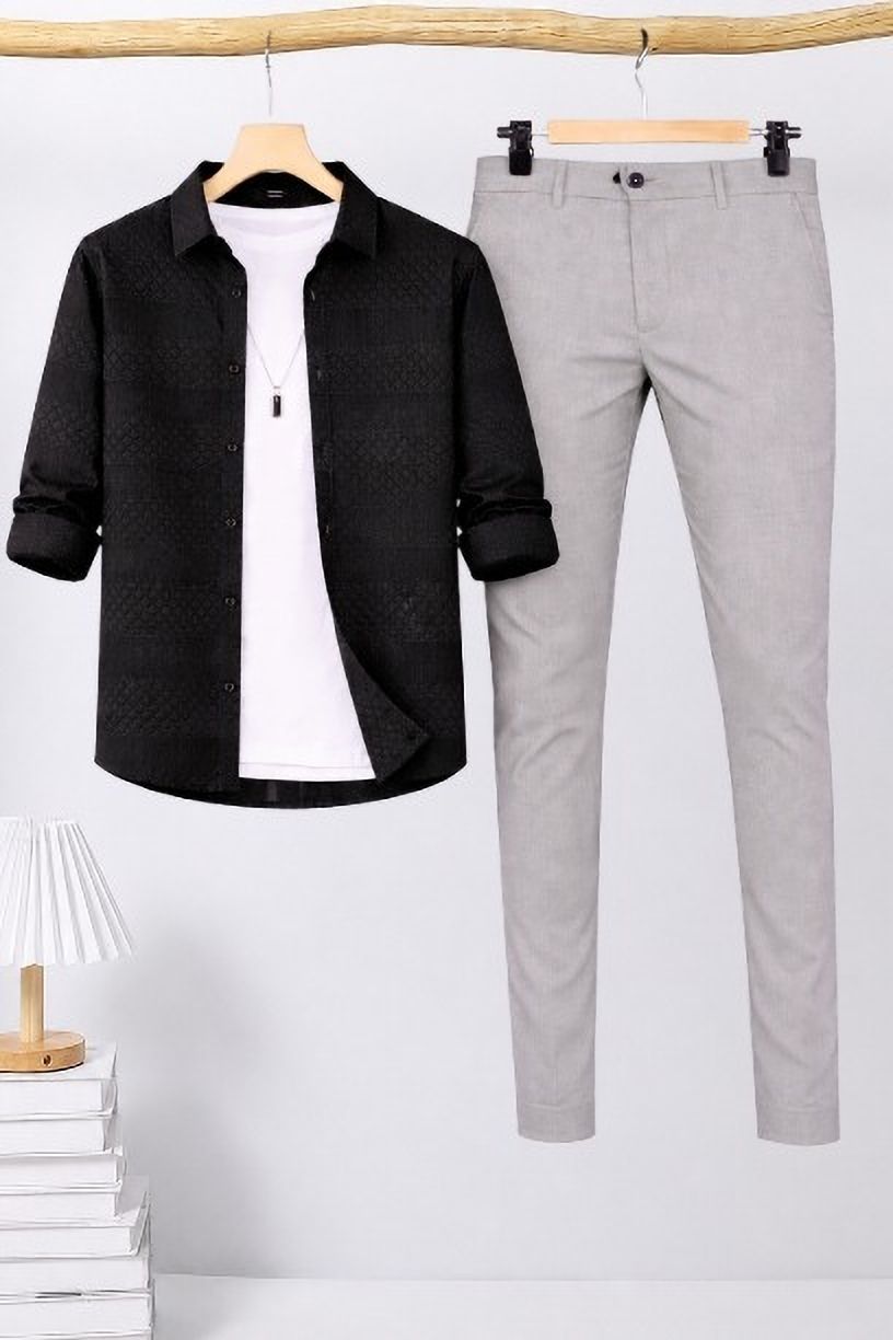 black deer Men Cotton Blend Shirt Pant Set-picture-25