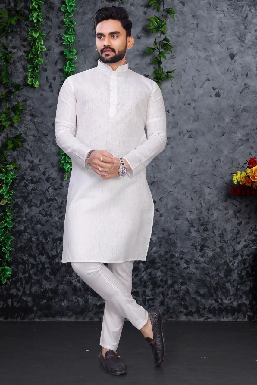 progetto Men Cotton Blend Kurta Pyjama Set-picture-23