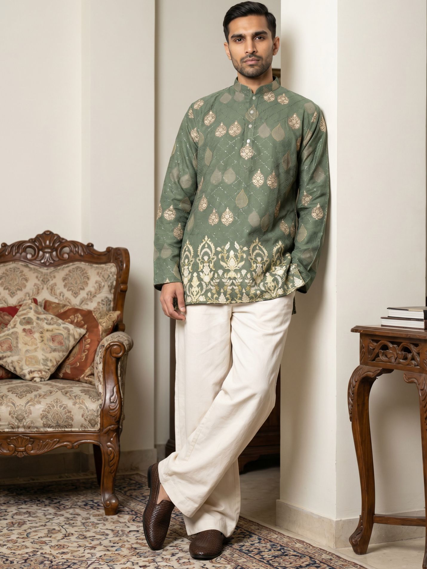 jompers Men Cotton Blend Kurta Pyjama Set-picture-44