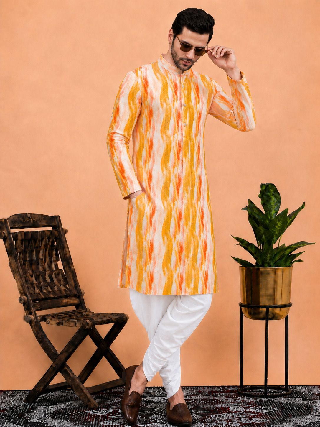 dhasu trendz Men Cotton Rayon Kurta Dhoti Set-picture-25
