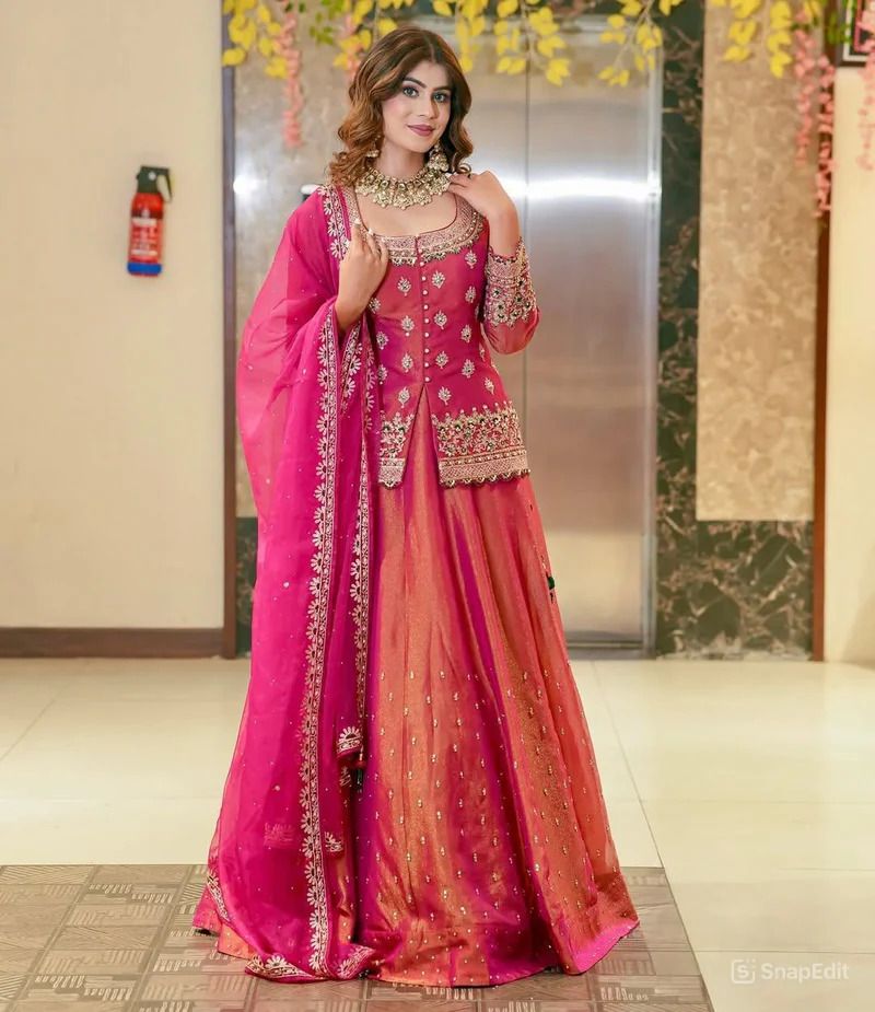 Embroidered Anarkali Kurta, Bottom & Dupatta Set-image-36