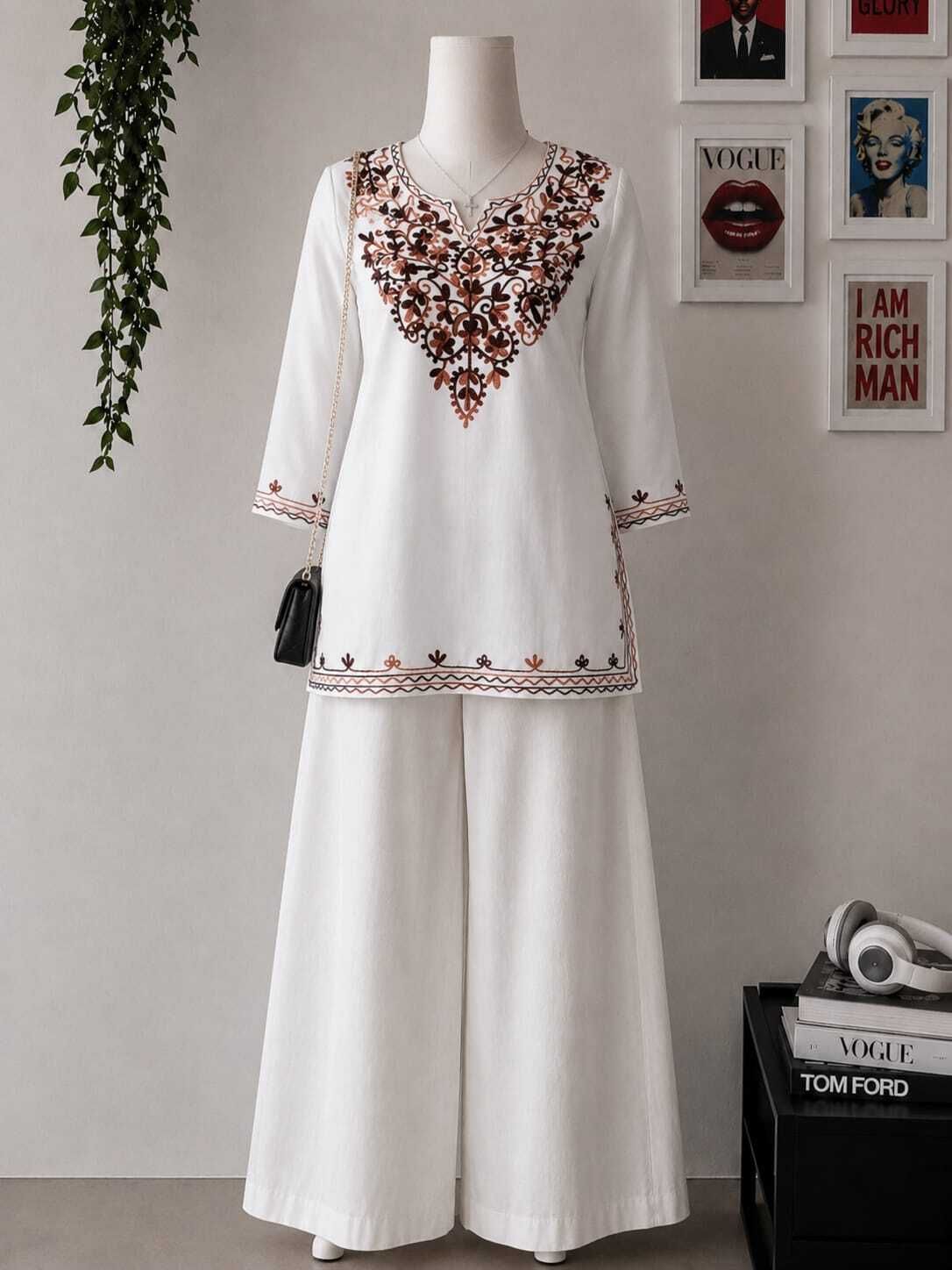 Women Viscose Rayon Kurti Palazzo Set-image-15