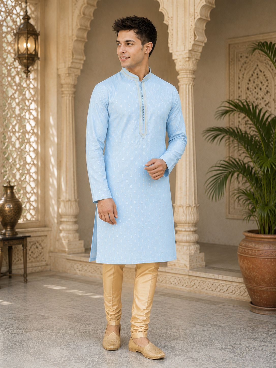 ahsaandesigner Men Cotton Silk Kurta Pyjama Set-picture-20