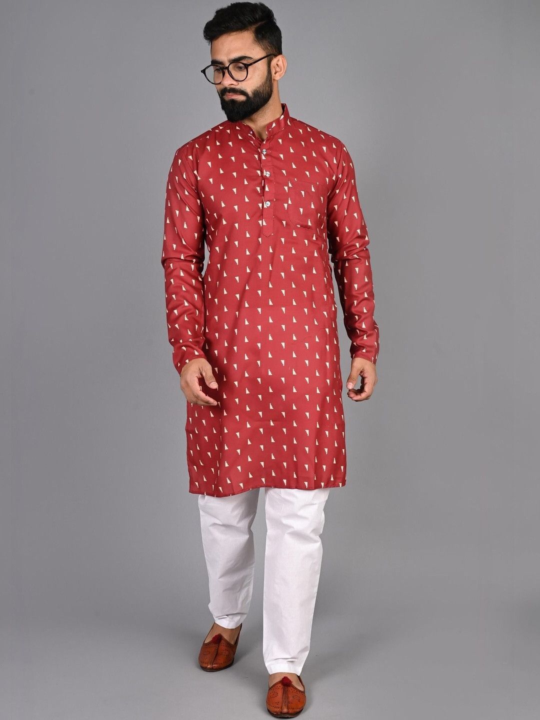 xenor Men Cotton Blend Kurta Pant Set-picture-44