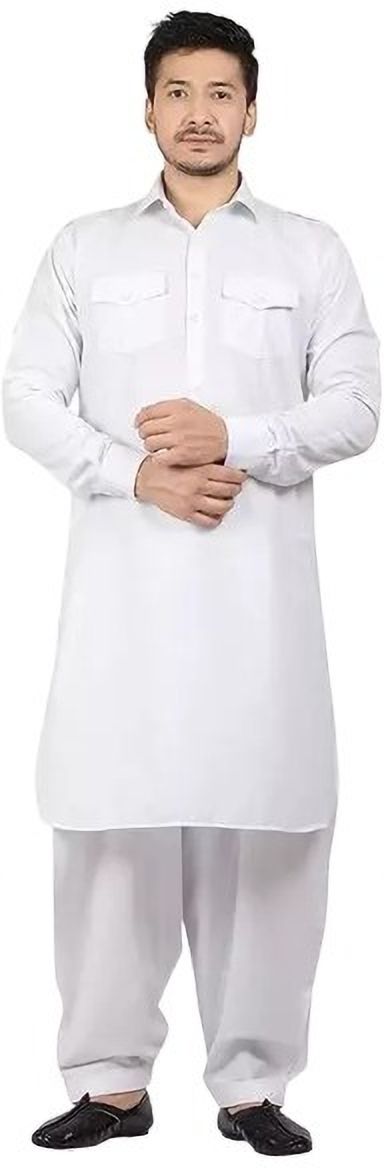 Men Cotton Blend Kurta Pyjama Set
