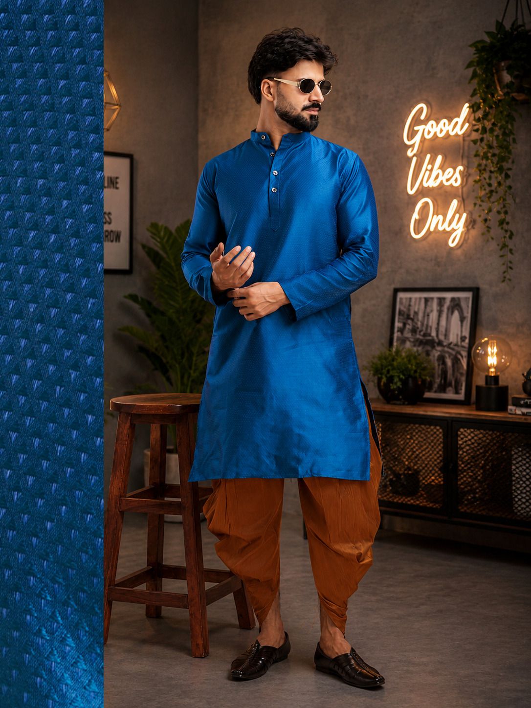 tsarina Men Cotton Silk Kurta Dhoti Pant Set-picture-28