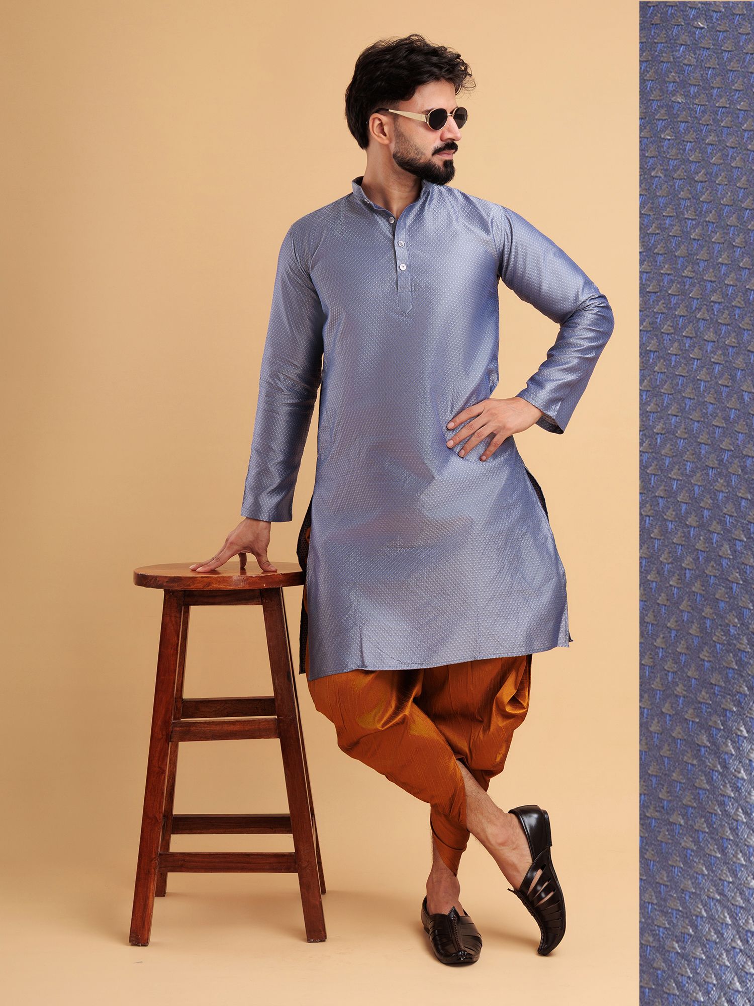 tsarina Men Cotton Silk Kurta Dhoti Pant Set-picture-49
