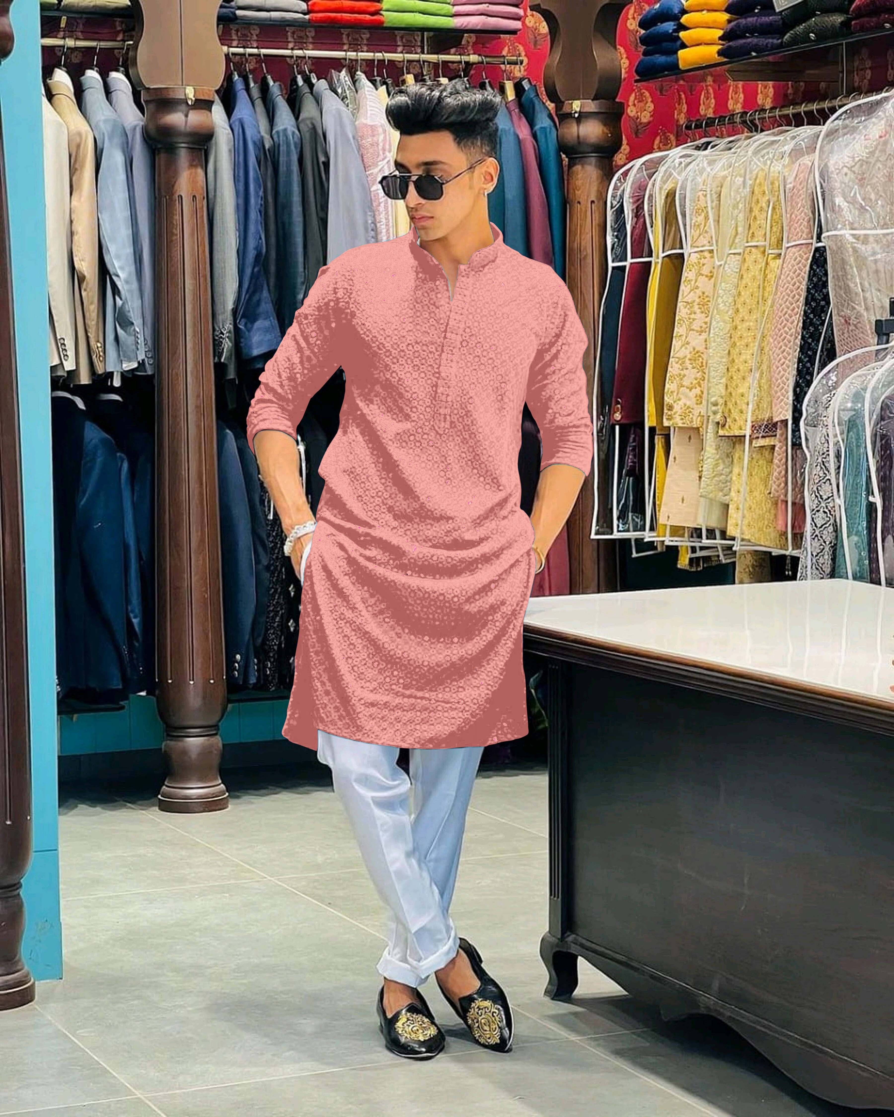 Men Viscose Rayon Kurta Pyjama Set