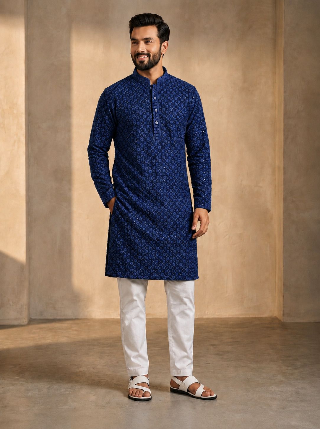 aayanvi enterprise Men Chiffon Kurta Set-picture-3