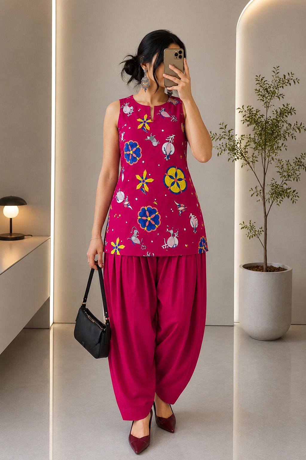 Women Pure Cotton Kurti Salwar Set-image-1