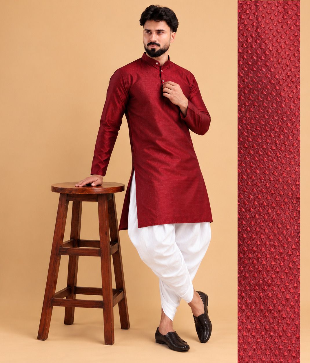 tsarina Men Cotton Silk Kurta Dhoti Pant Set-picture-42