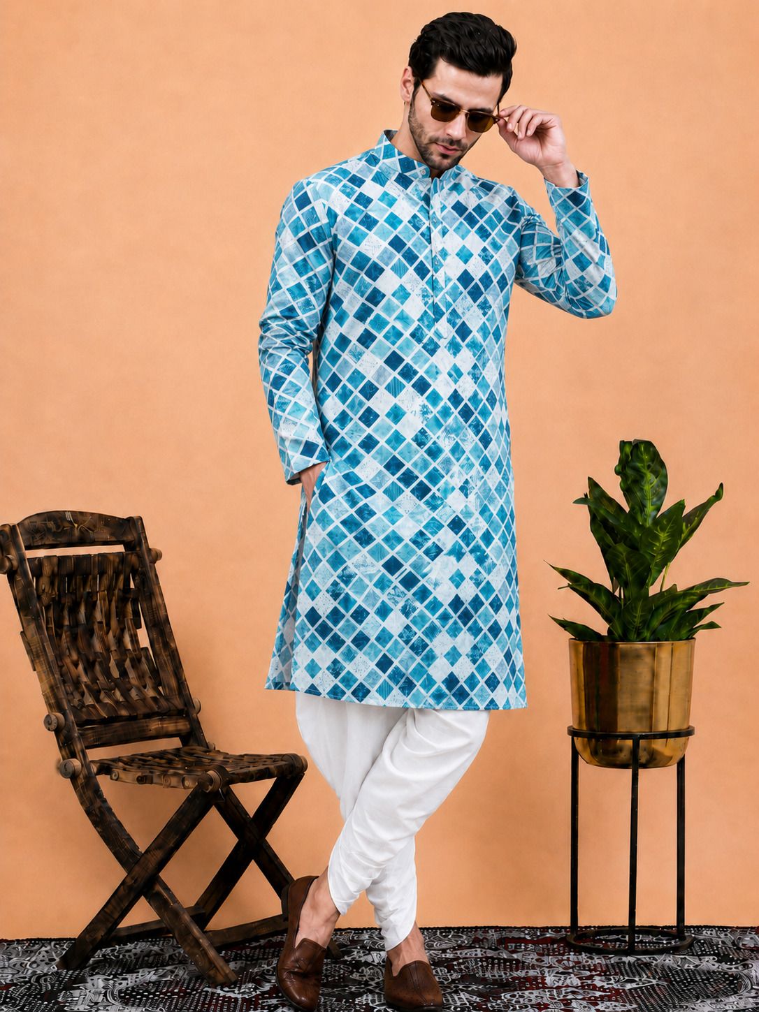 dhasu trendz Men Cotton Rayon Kurta Dhoti Set-picture-20