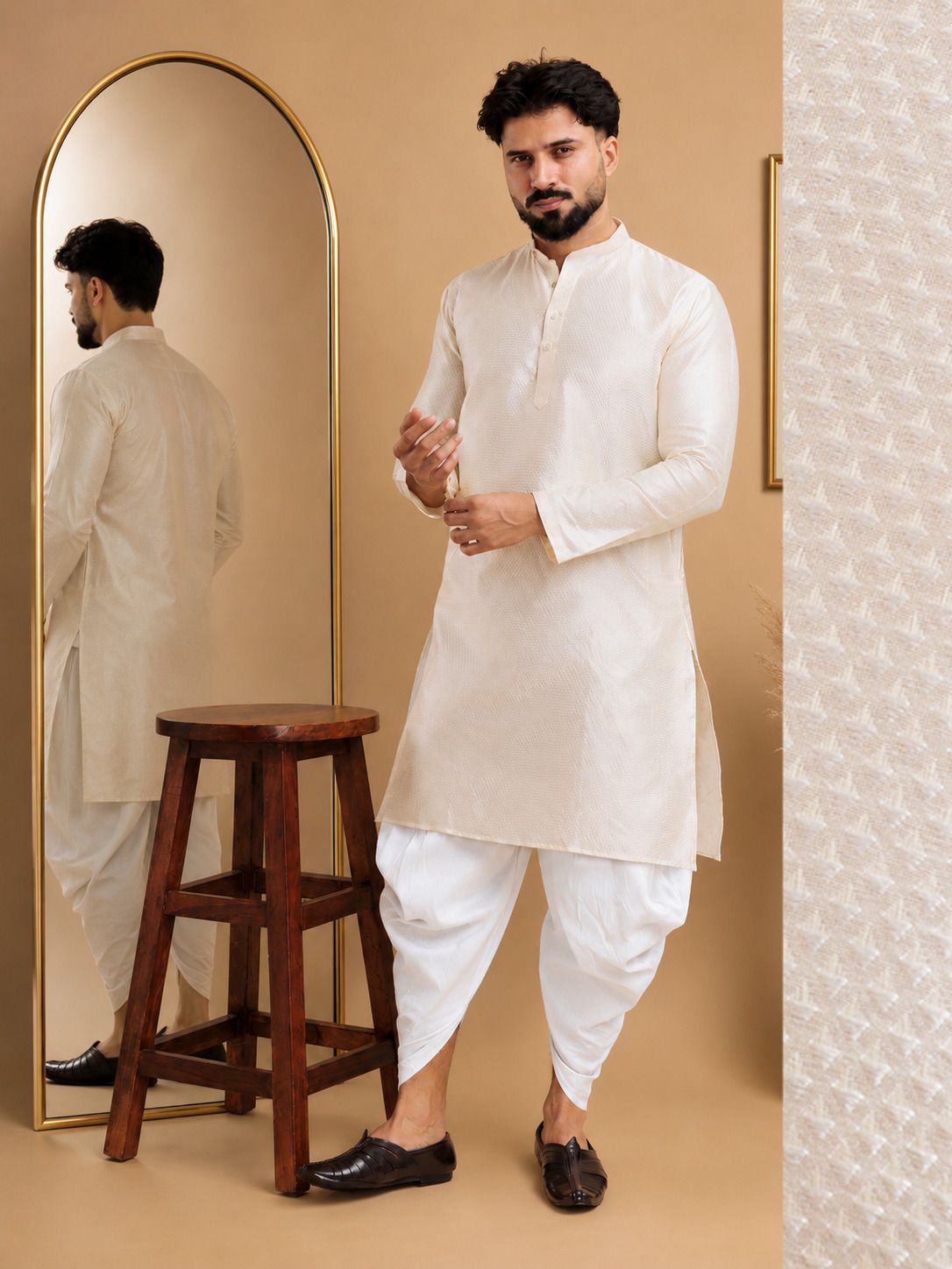 tsarina Men Cotton Silk Kurta Dhoti Pant Set-picture-26