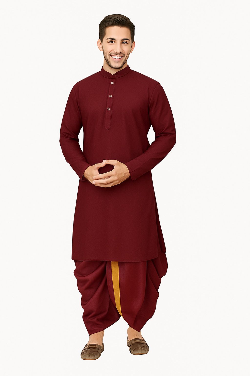 Men Cotton Blend Kurta Dhoti Set